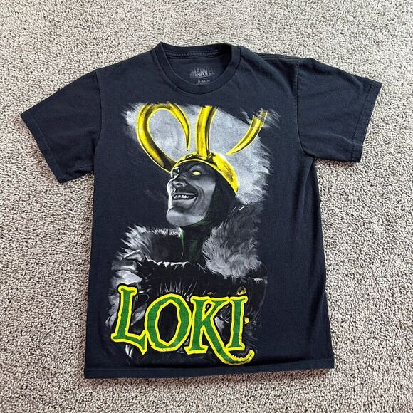 Marvel Loki Shirt Mens Small Black Green Short Sleeve Super Hero Villain - Picture 2 of 8